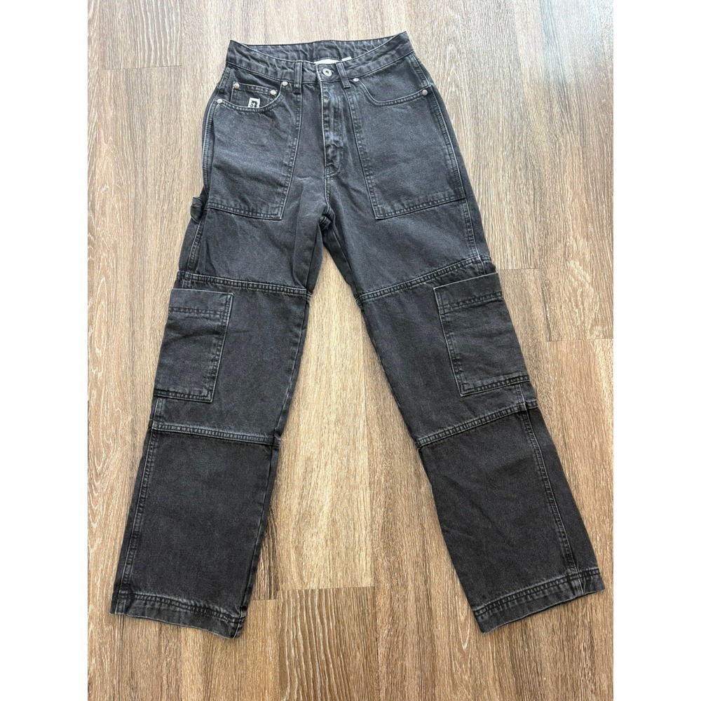 The Ragged Priest Jeans Black Cargo Carpenter Utility Denim Black 26 Excellent